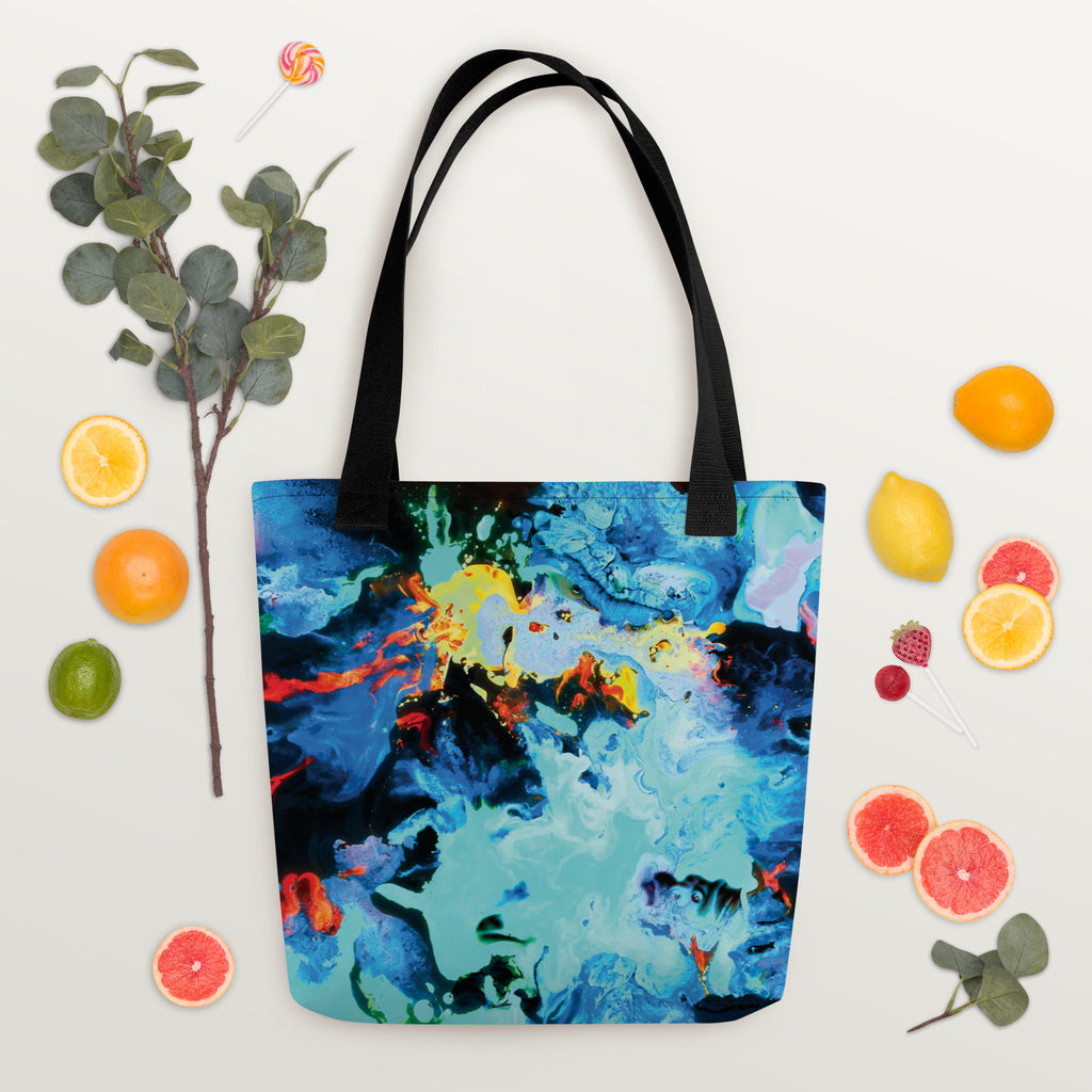 Aqua Abstract Art Shopping Tote Bag