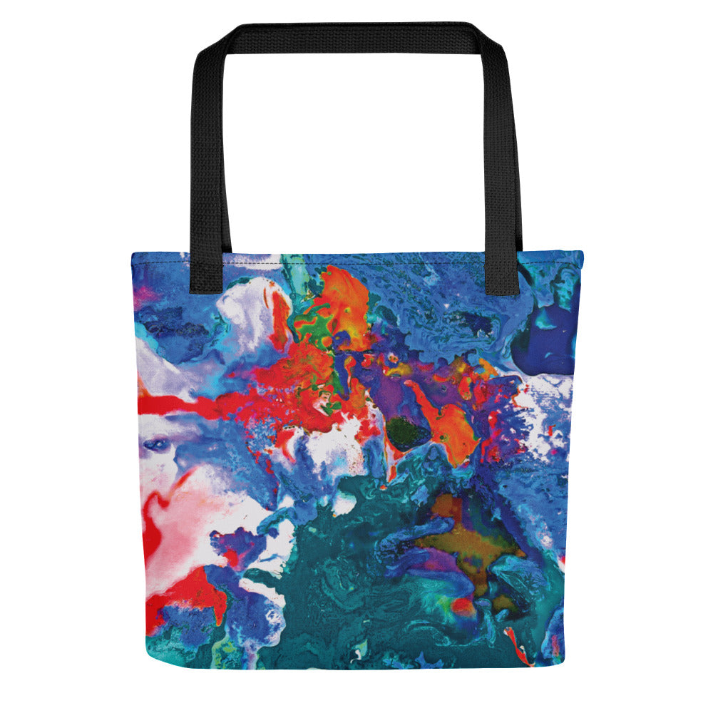 Aqua Orange Abstract Art Shopping Tote Bag