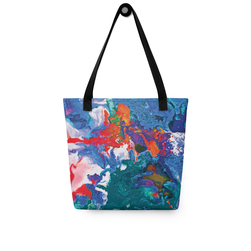 Aqua Orange Abstract Art Shopping Tote Bag