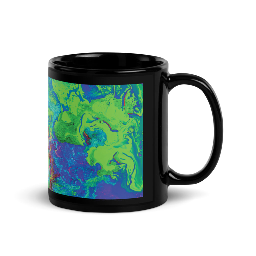 Neon Abstract Art Black Ceramic Coffee Mug
