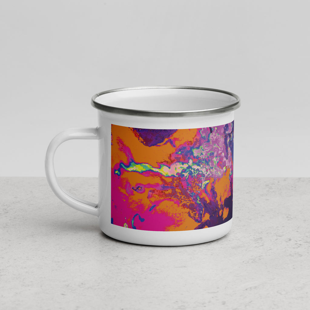 Magenta Orange Abstract Art Enamel Camper Mug