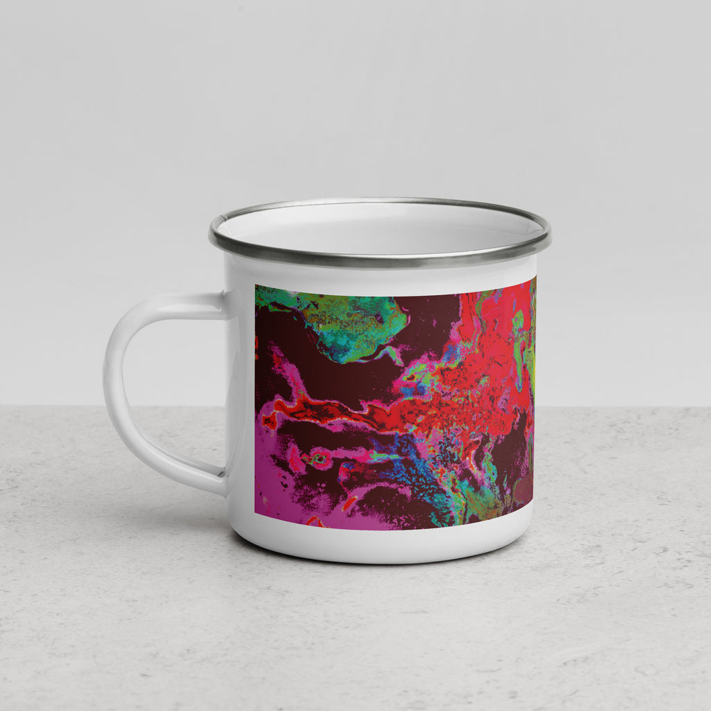 Maroon Abstract Art Enamel Camper Mug