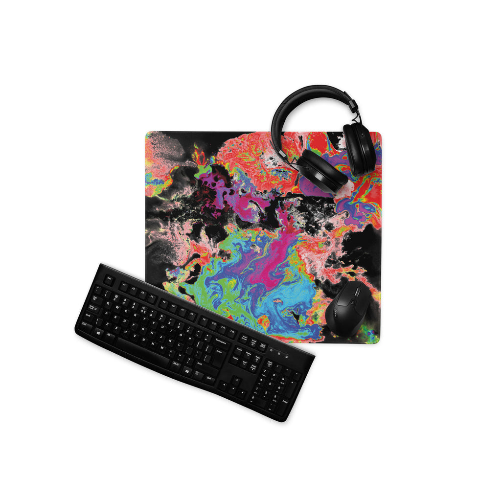 Neon Red Abstract Art Gaming Mouse Pad
