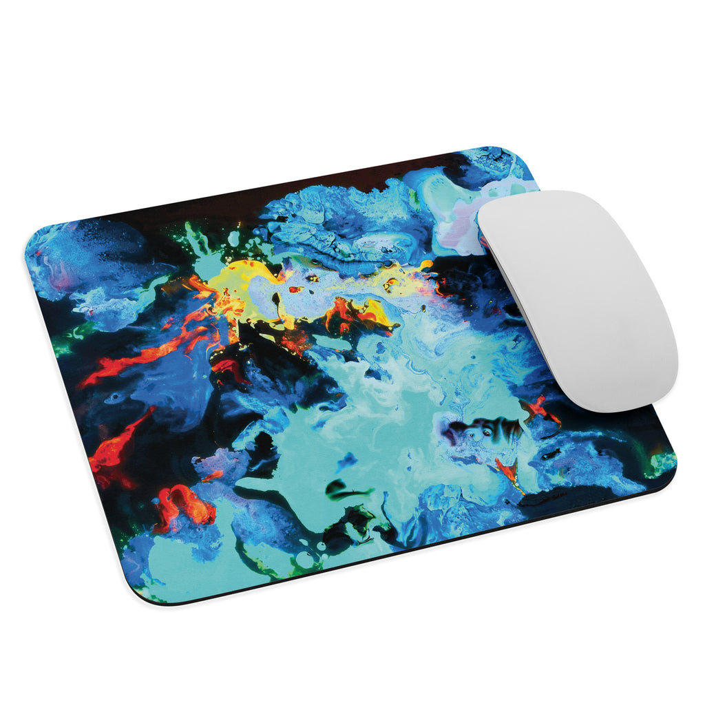 Aqua Abstract Art Mouse Pad