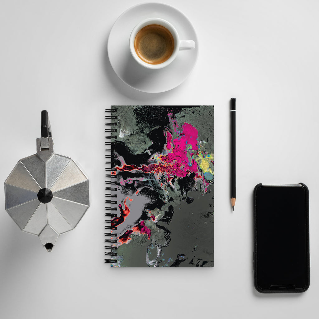 Gray Pink Abstract Art Dot Grid Spiral Notebook