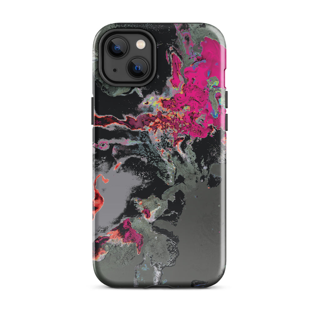 Gray and Pink Abstract Art Tough iPhone Case