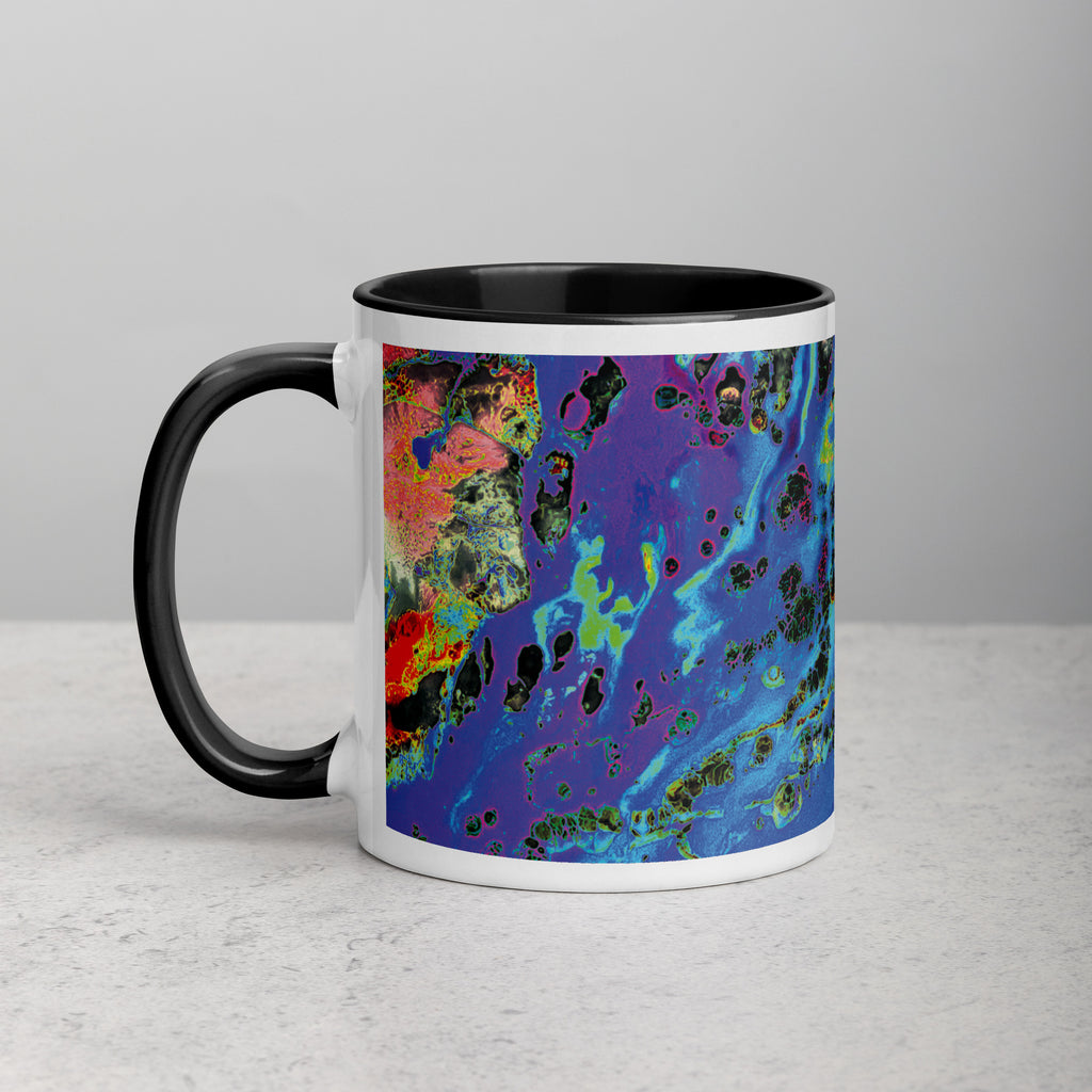 Neon Pastel Abstract Art Ceramic Coffee Mug with Black Color Inside