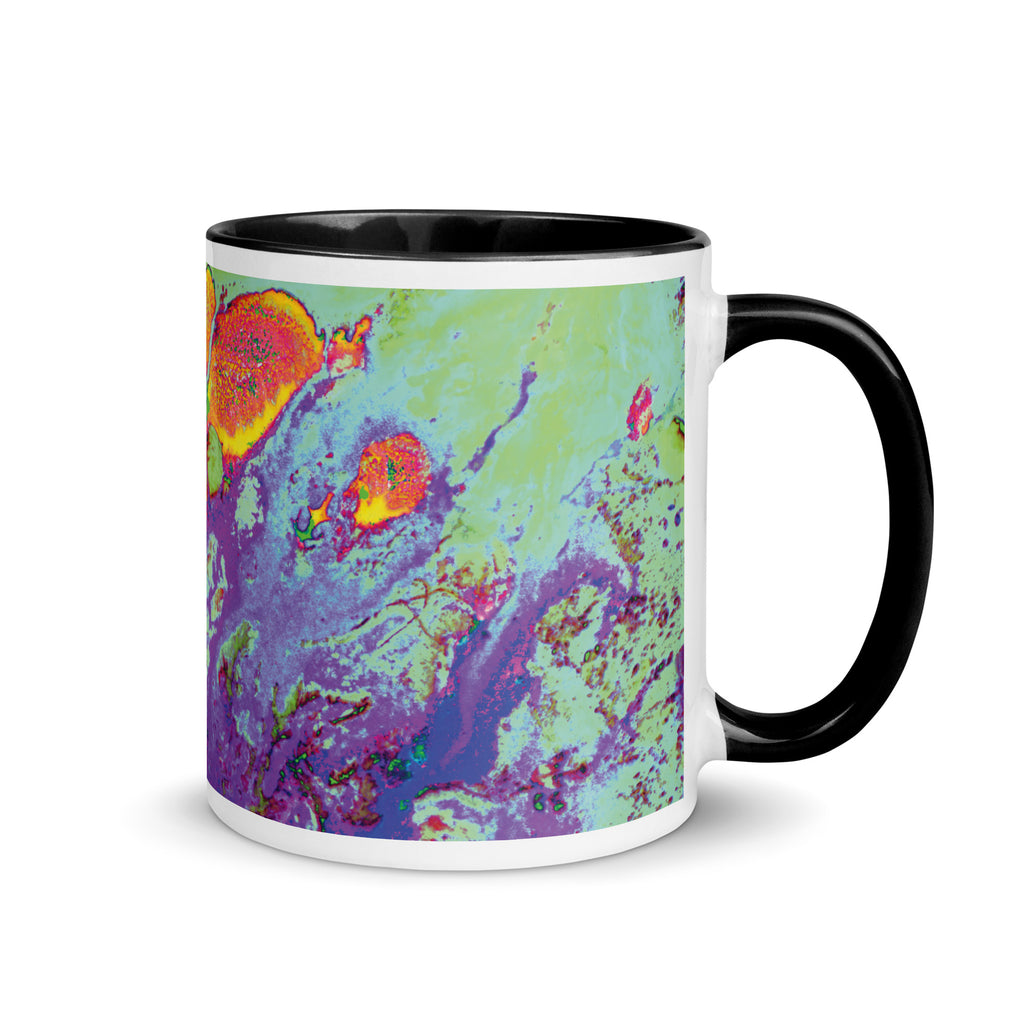 Neon Abstract Art Ceramic Mug with Black Color Inside