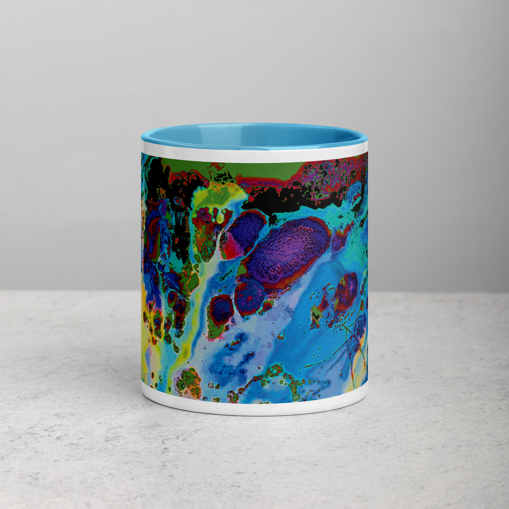 Blue Abstract Art Ceramic Coffee Mug with Blue Color Inside