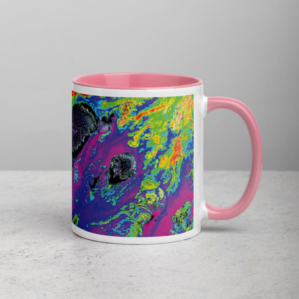 Magenta Abstract Art Ceramic Coffee Mug with Pink Color Inside