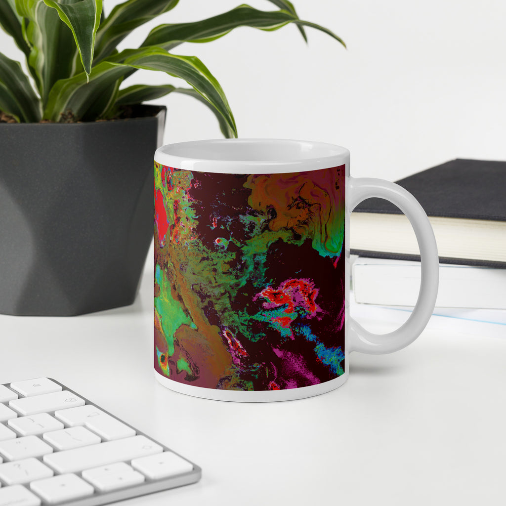 Maroon Abstract Art Ceramic Coffee Mug