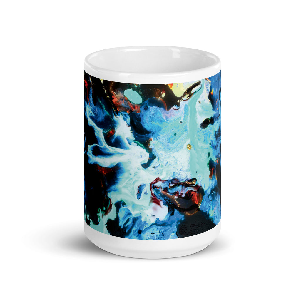 Aqua Abstract Art Ceramic Coffee Mug