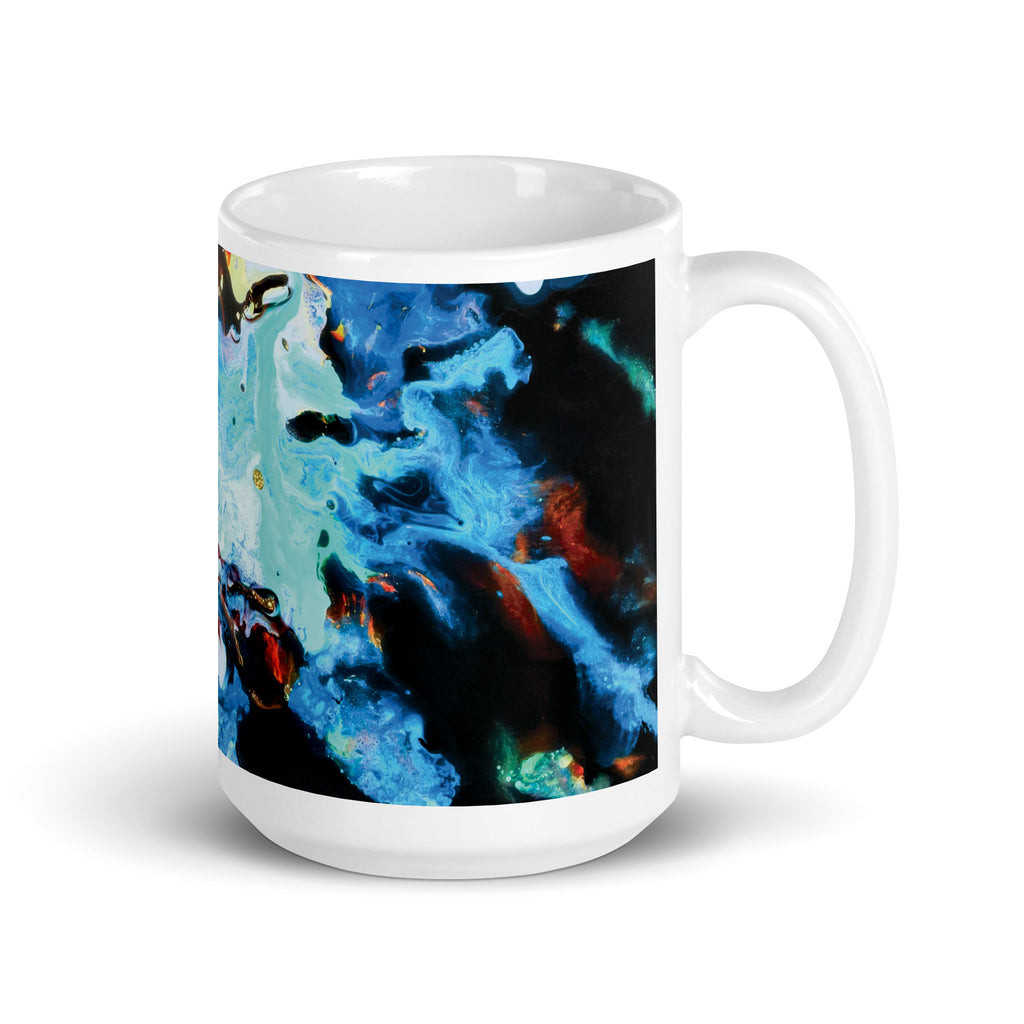 Aqua Abstract Art Ceramic Coffee Mug