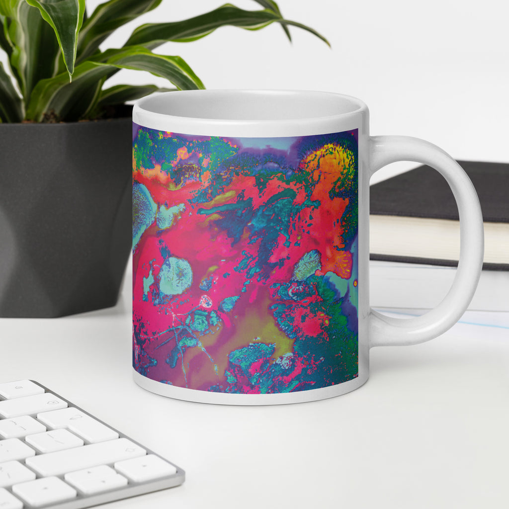 Magenta Colorful Abstract Art Ceramic Coffee Mug