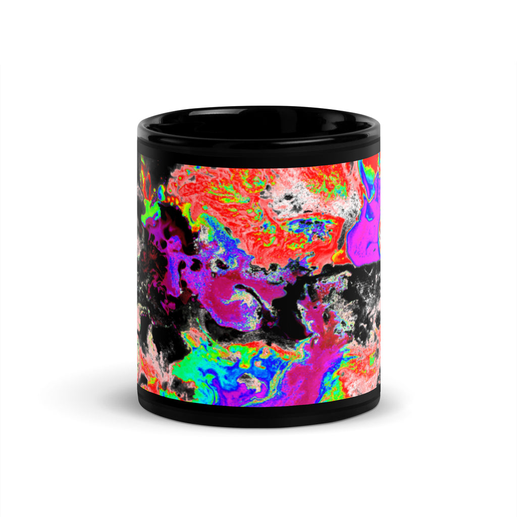 Neon Abstract Art Black Ceramic Mug