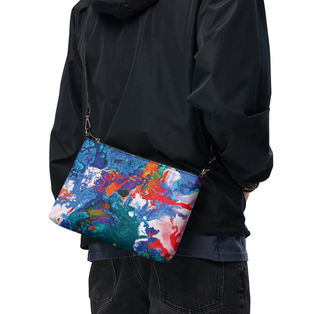 Aqua Orange Abstract Art Versatile Crossbody Shoulder Bag