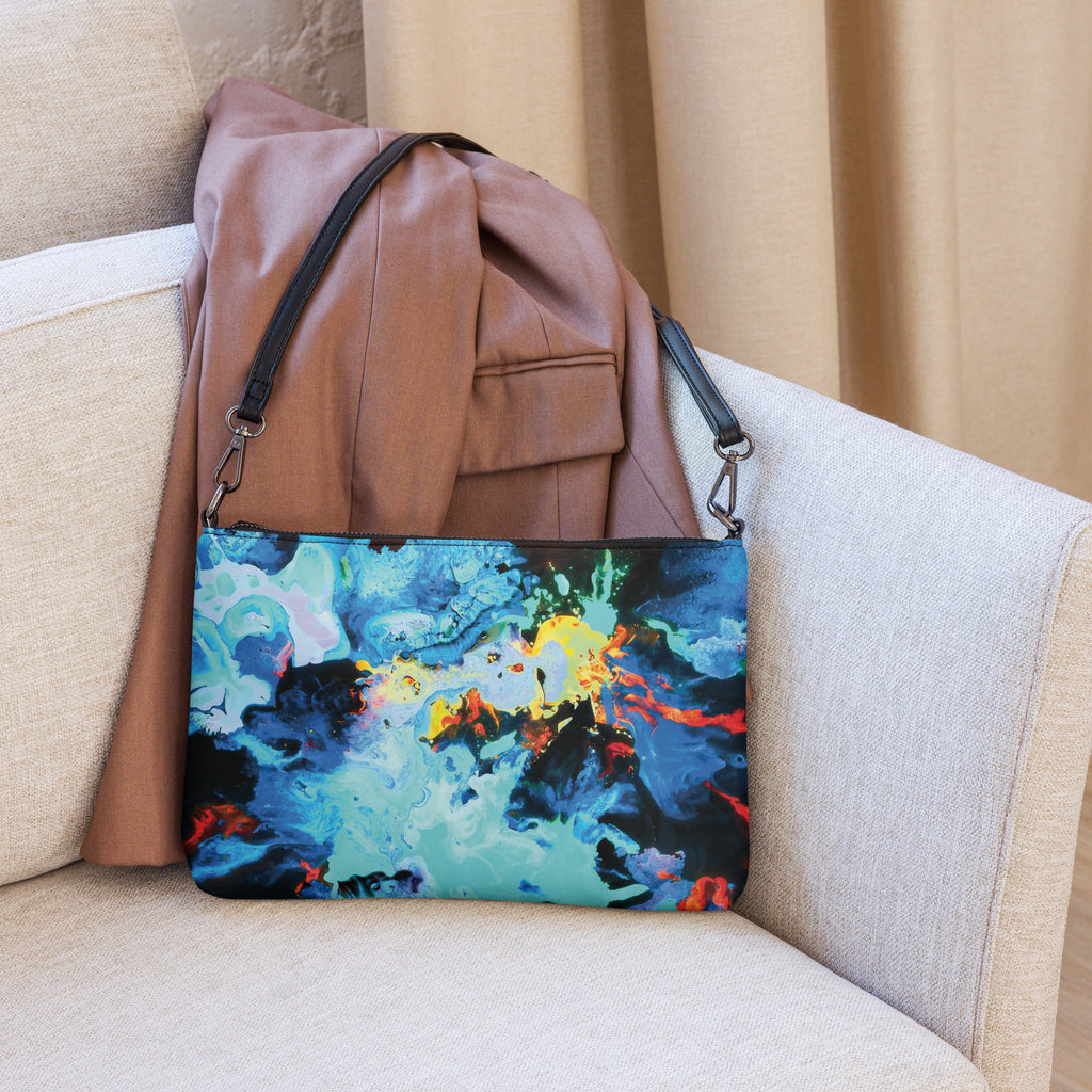 Aqua Abstract Art Versatile Crossbody Shoulder Bag