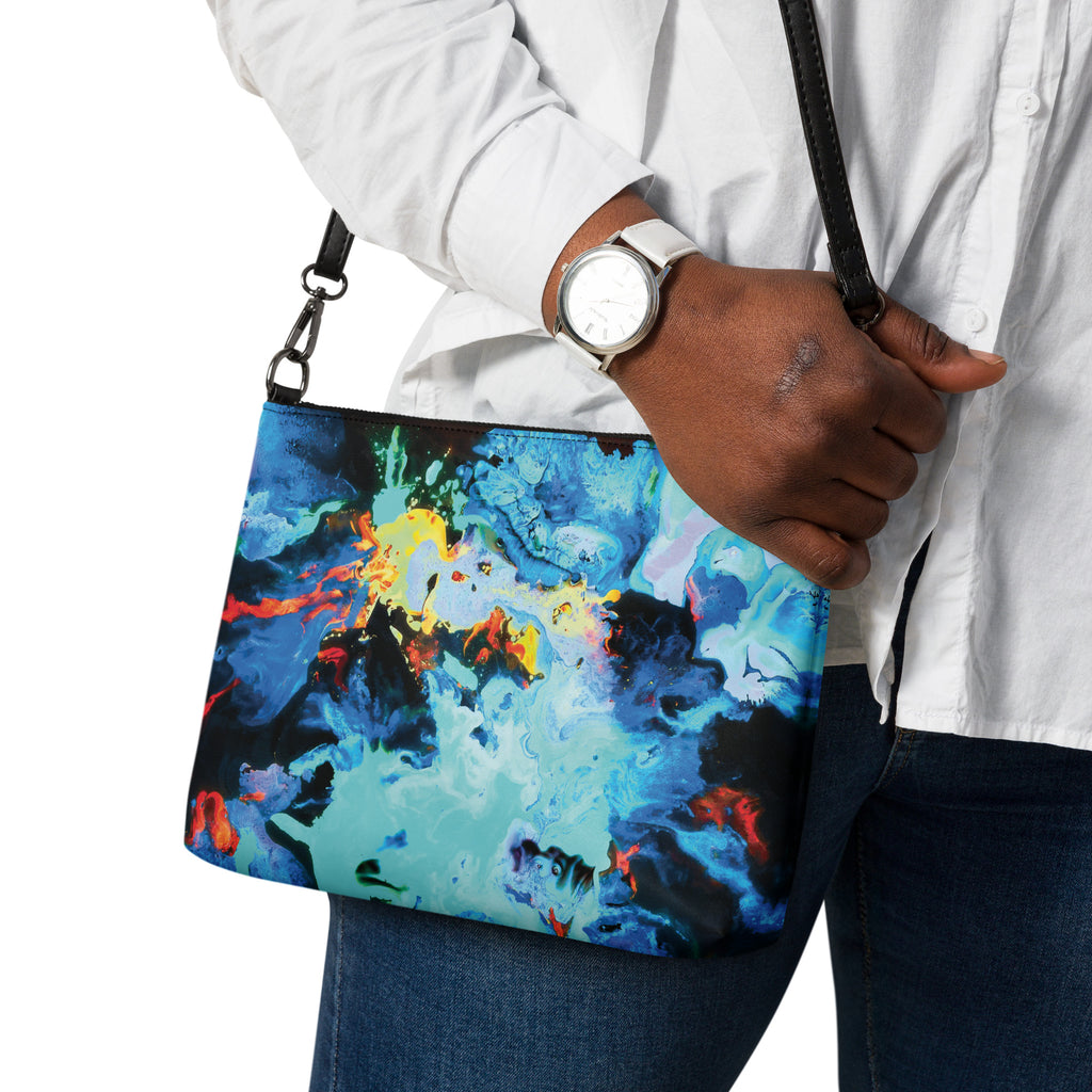 Aqua Abstract Art Versatile Crossbody Shoulder Bag