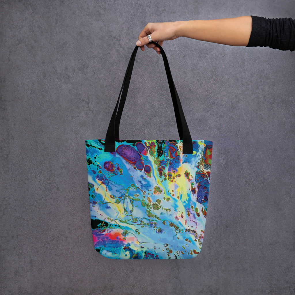 Blue Abstract Art Shopping Tote Bag