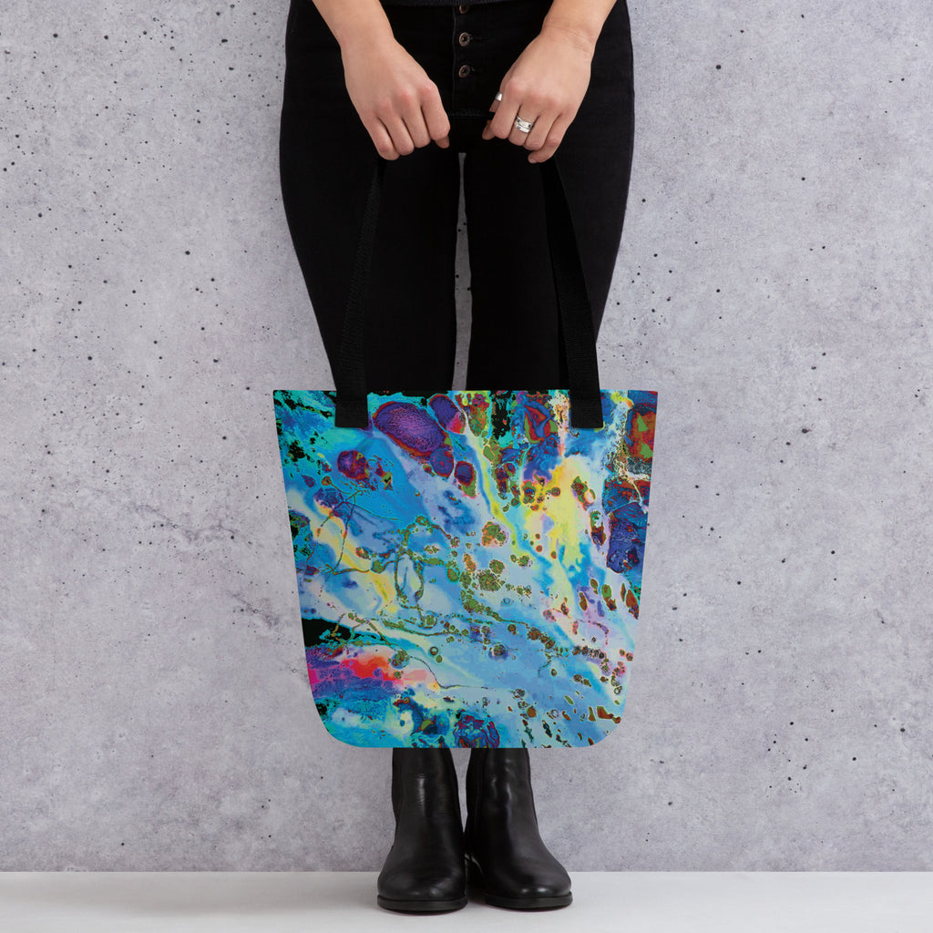 Blue Abstract Art Shopping Tote Bag