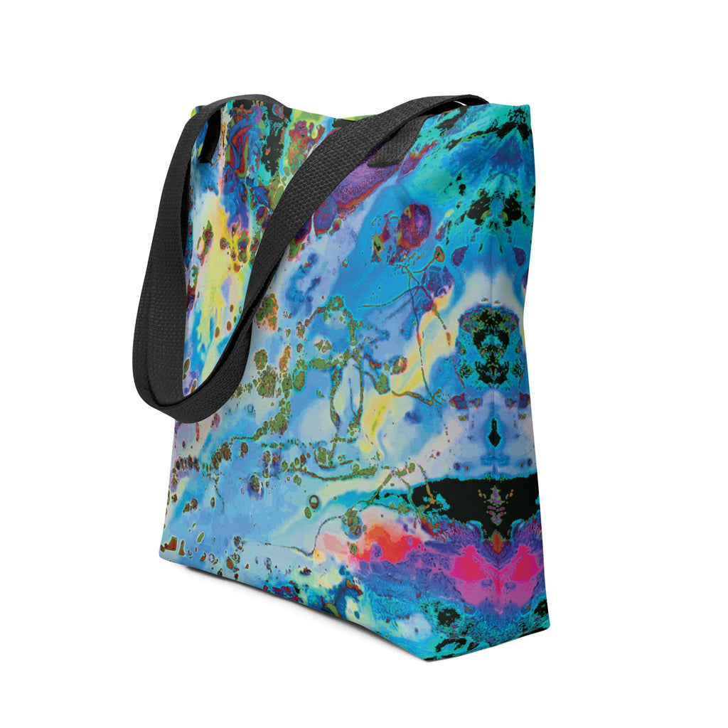 Blue Abstract Art Shopping Tote Bag