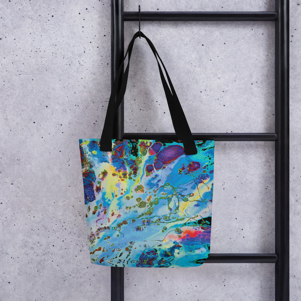 Blue Abstract Art Shopping Tote Bag