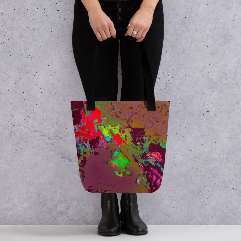 Magenta Abstract Art Tote Bag with Black Handle