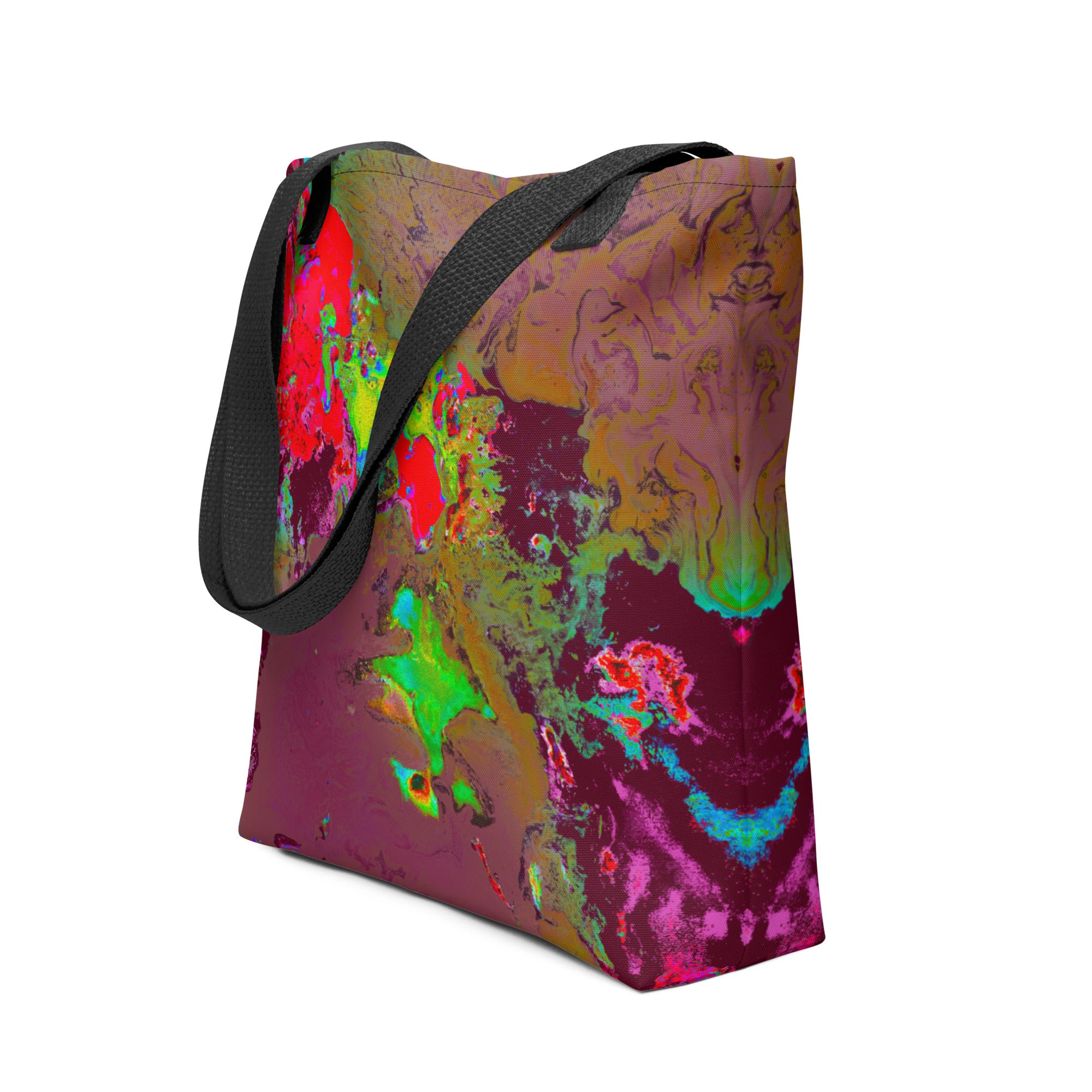 Magenta Abstract Art Tote Bag with Black Handle