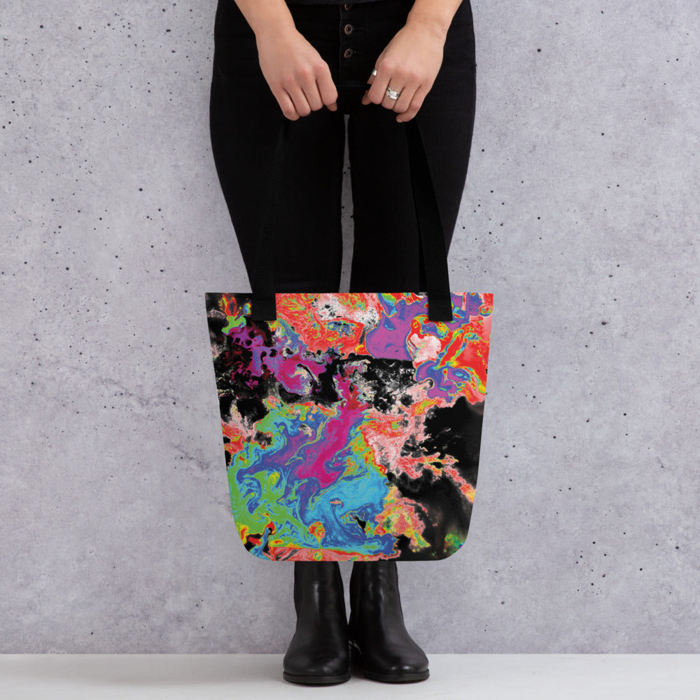 Neon Abstract Art Shopping Tote Bag