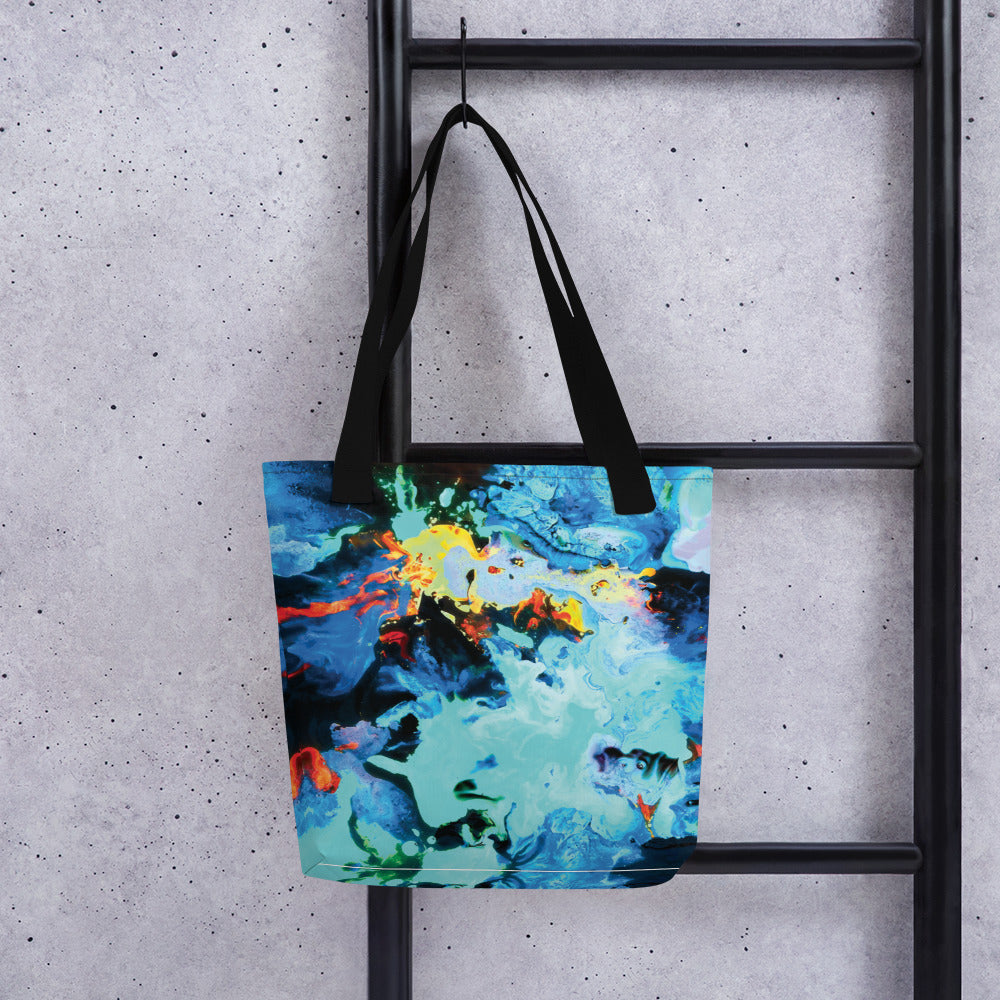 Aqua Abstract Art Shopping Tote Bag