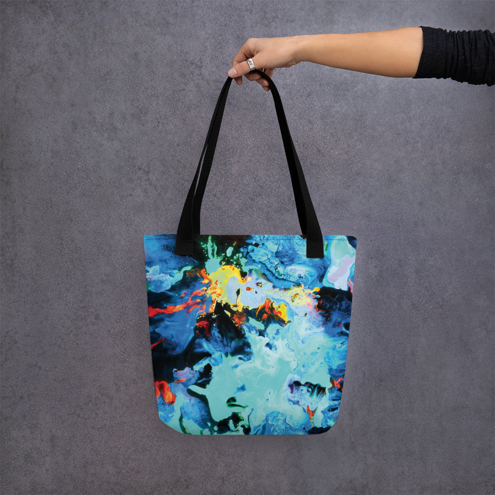 Aqua Abstract Art Shopping Tote Bag