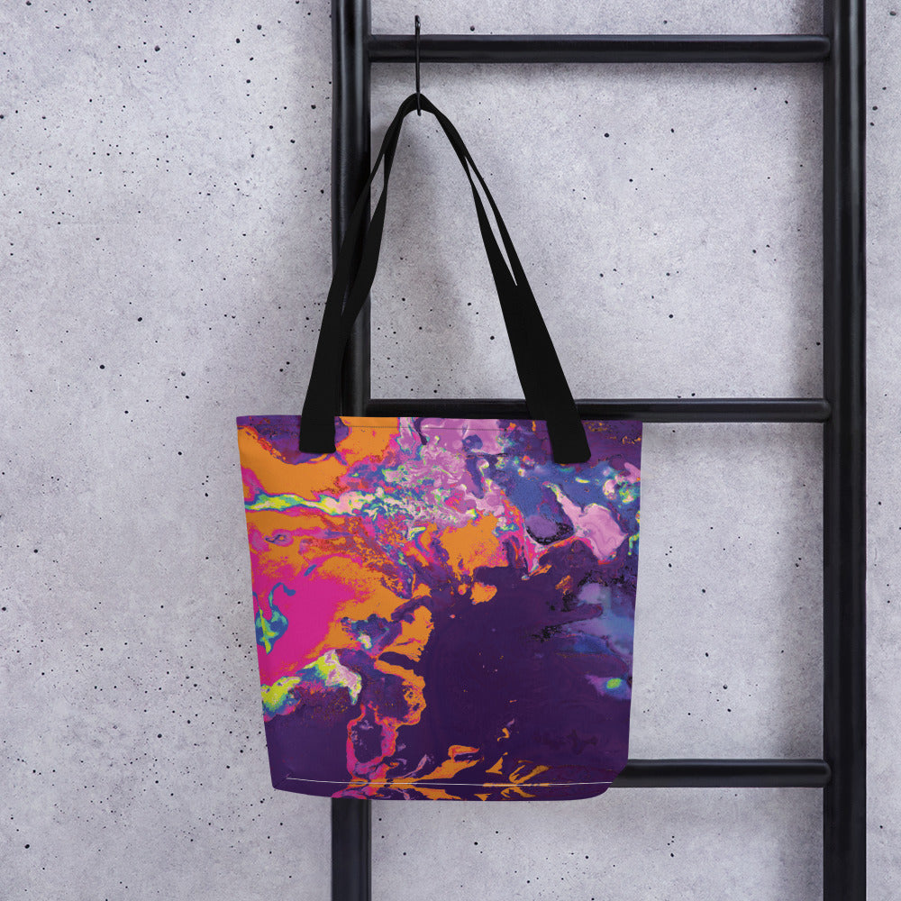 Purple Orange Abstract Art Shopping Tote Bag