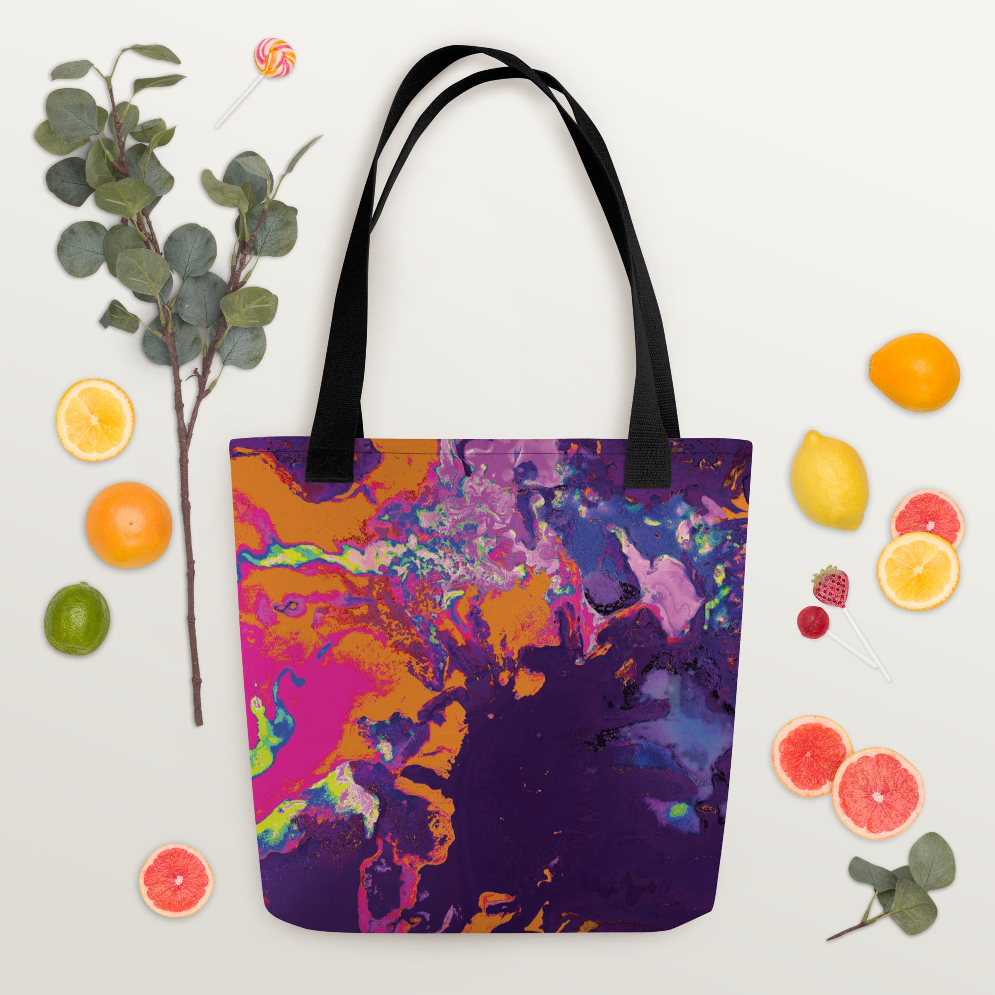 Purple Orange Shopping Tote Bag
