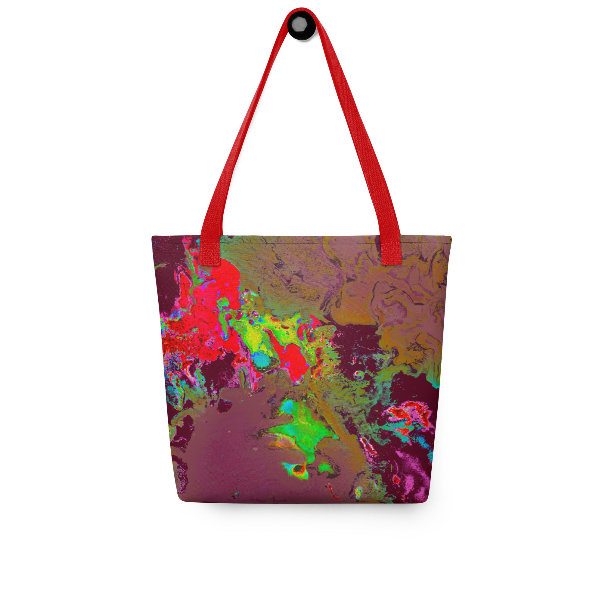 Magenta Abstract Art Tote Bag with Black Handle