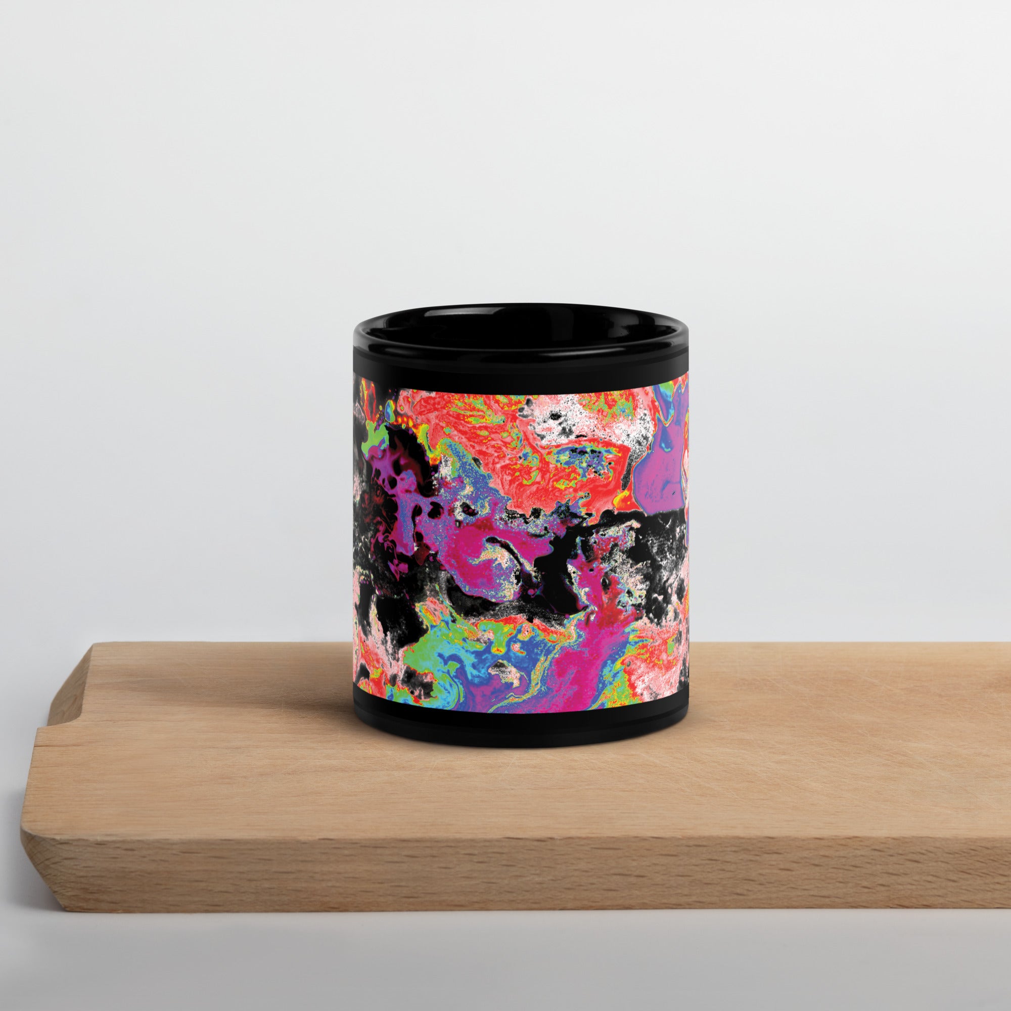 Neon Topography Black Glossy Mug