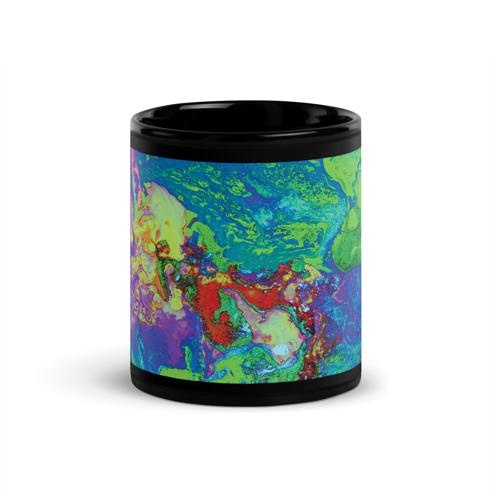 Neon Abstract Art Black Ceramic Coffee Mug