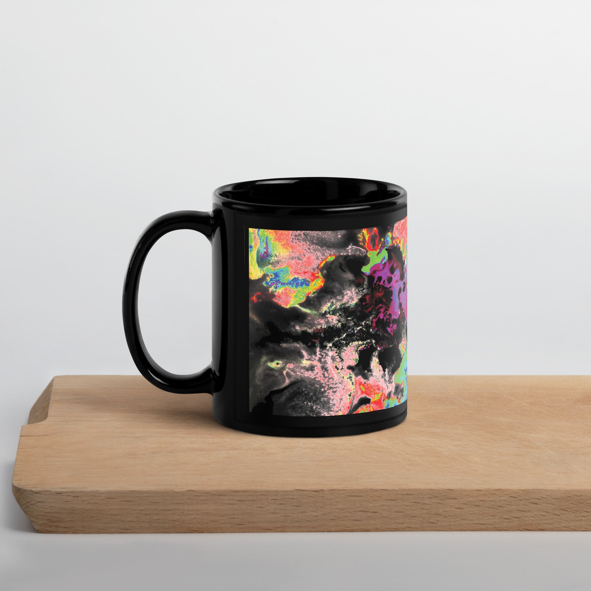 Neon Topography Black Glossy Mug