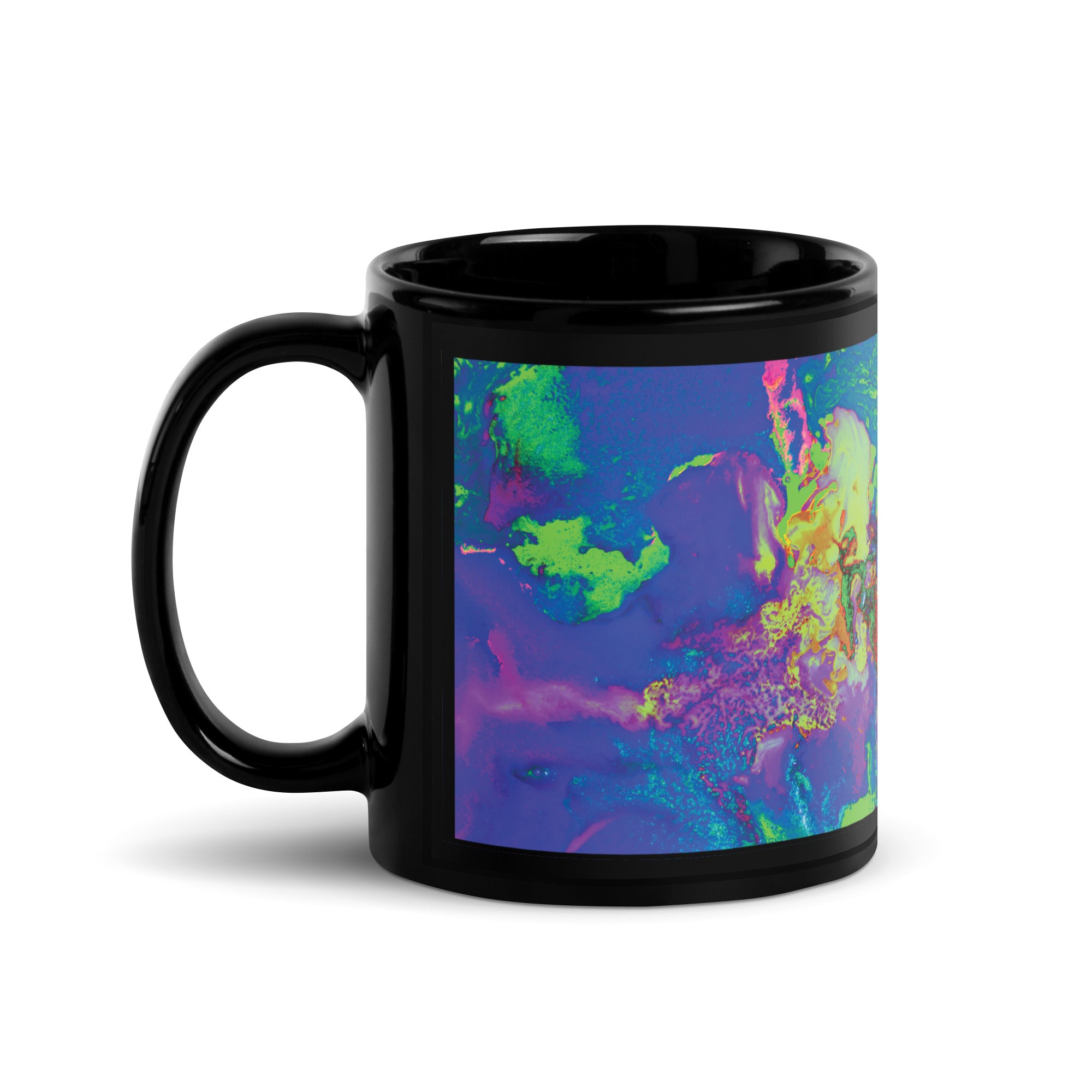Neon Abstract Art Black Ceramic Coffee Mug