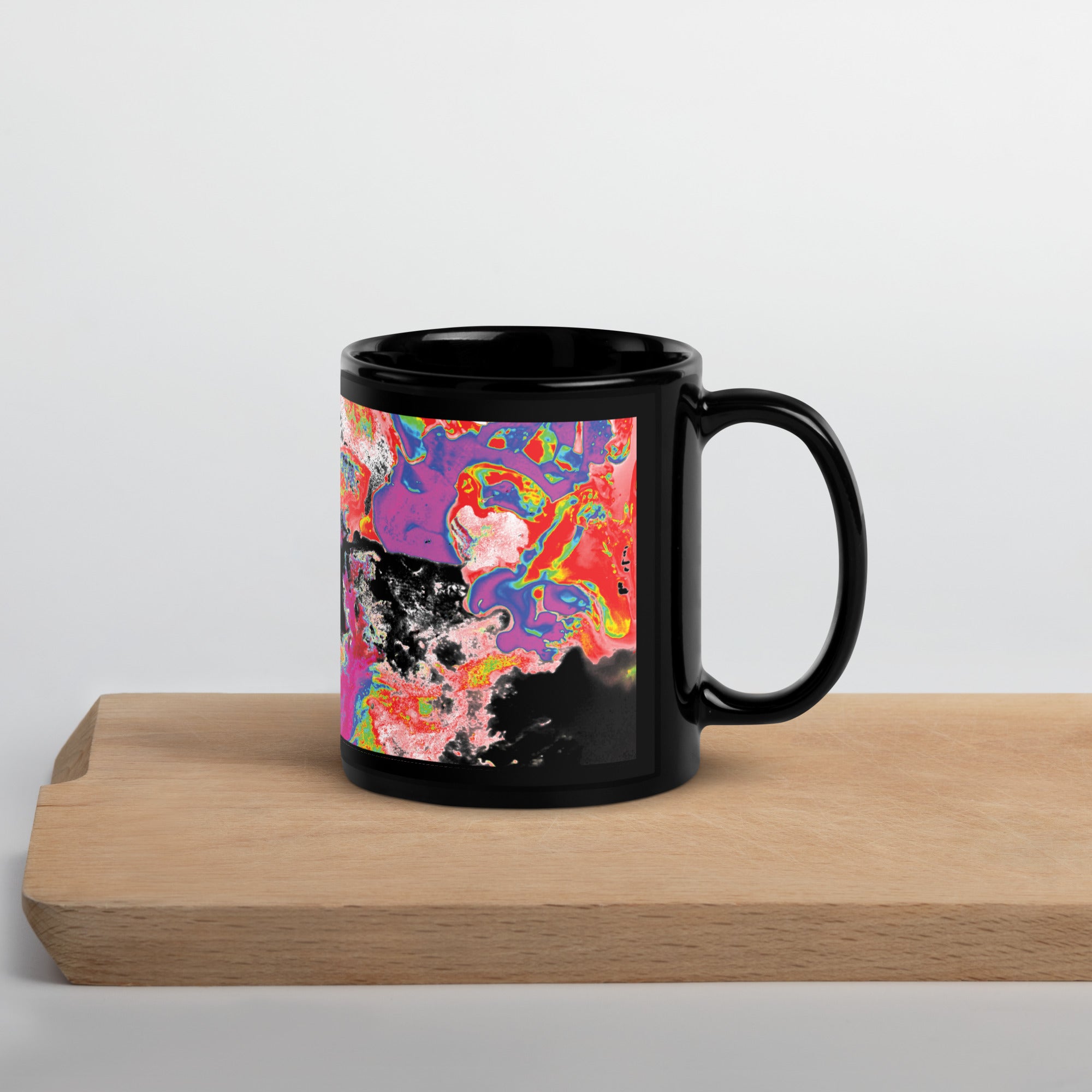 Neon Topography Black Glossy Mug