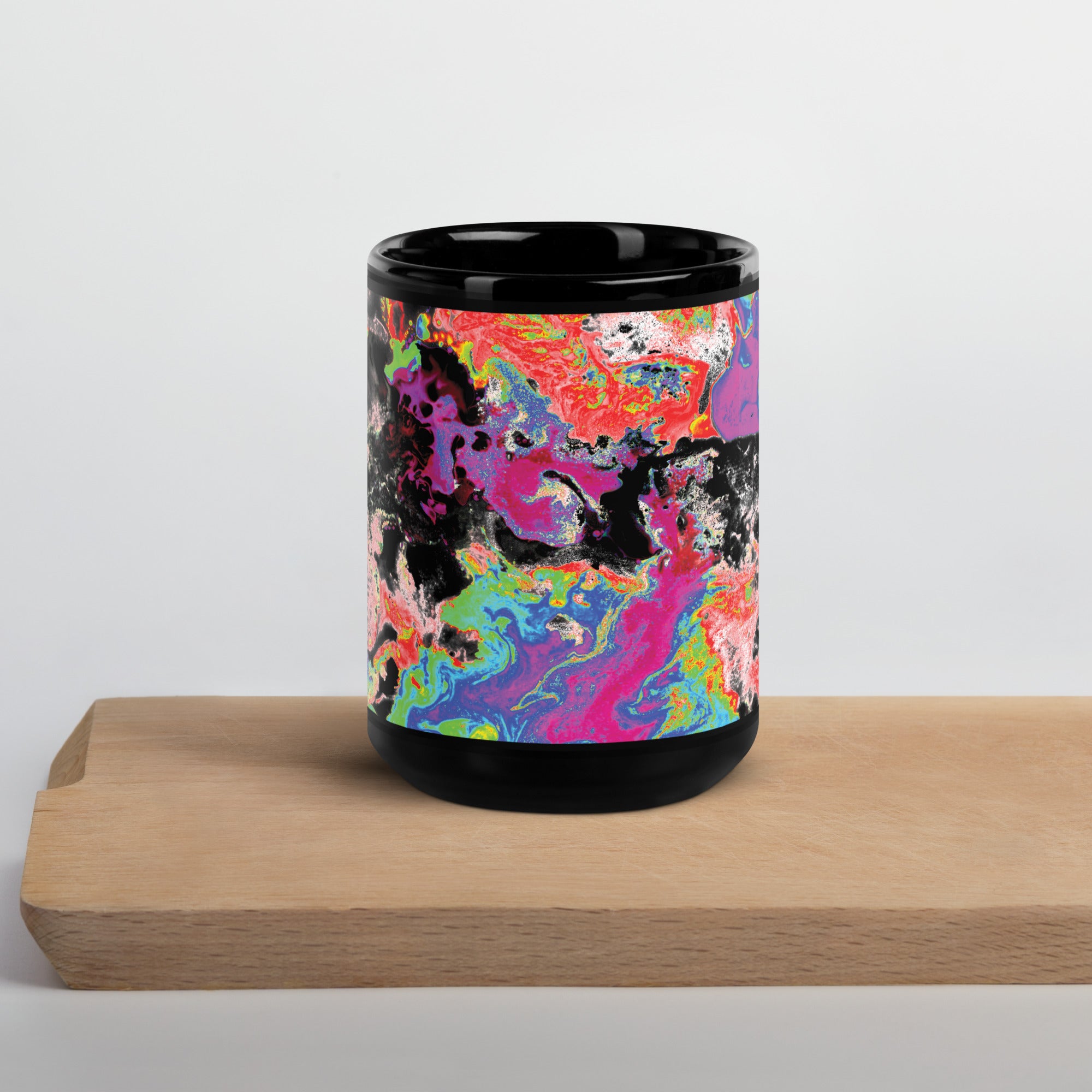 Neon Topography Black Glossy Mug