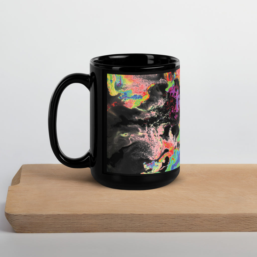 Neon Topography Black Glossy Mug