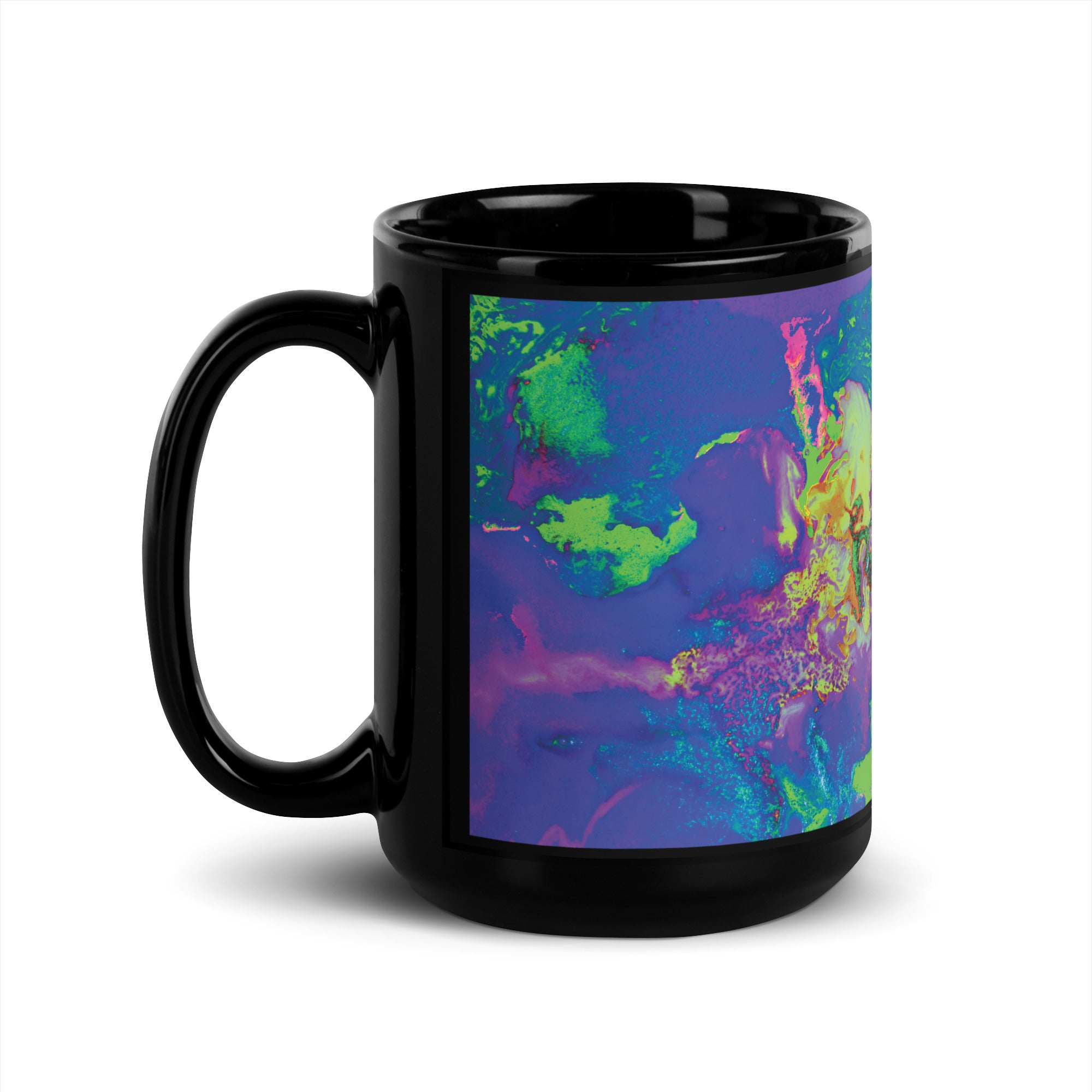Neon Abstract Art Black Ceramic Coffee Mug