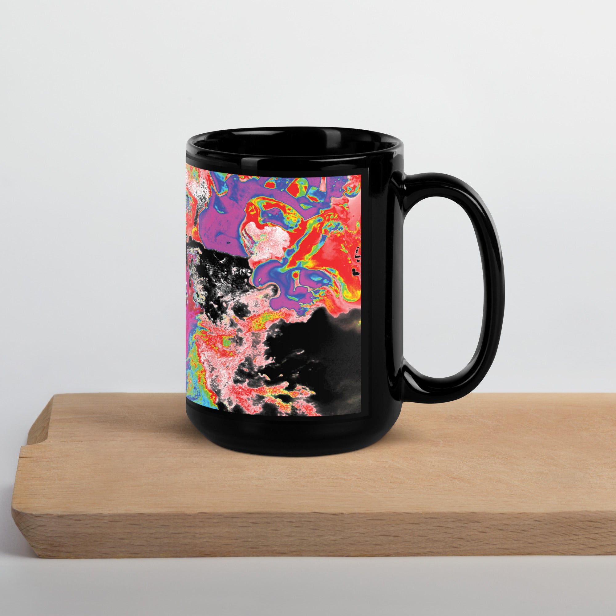 Neon Topography Black Glossy Mug