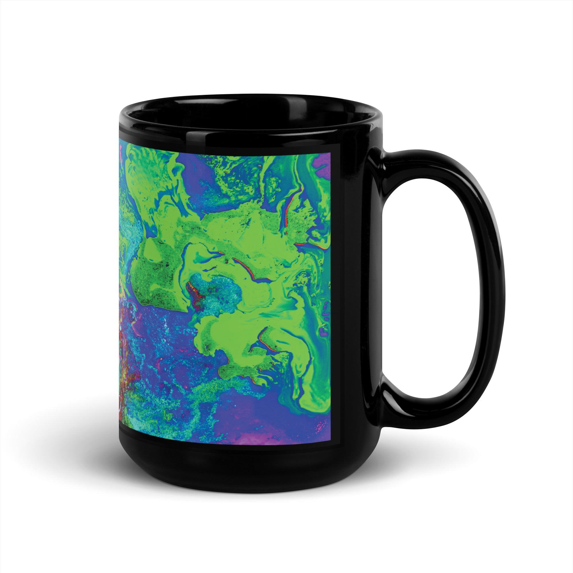 Neon Abstract Art Black Ceramic Coffee Mug