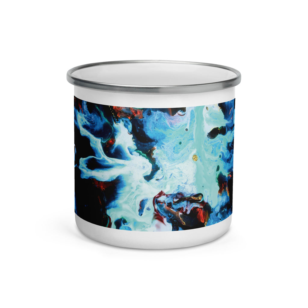 Aqua Abstract Art Enamel Camper Mug