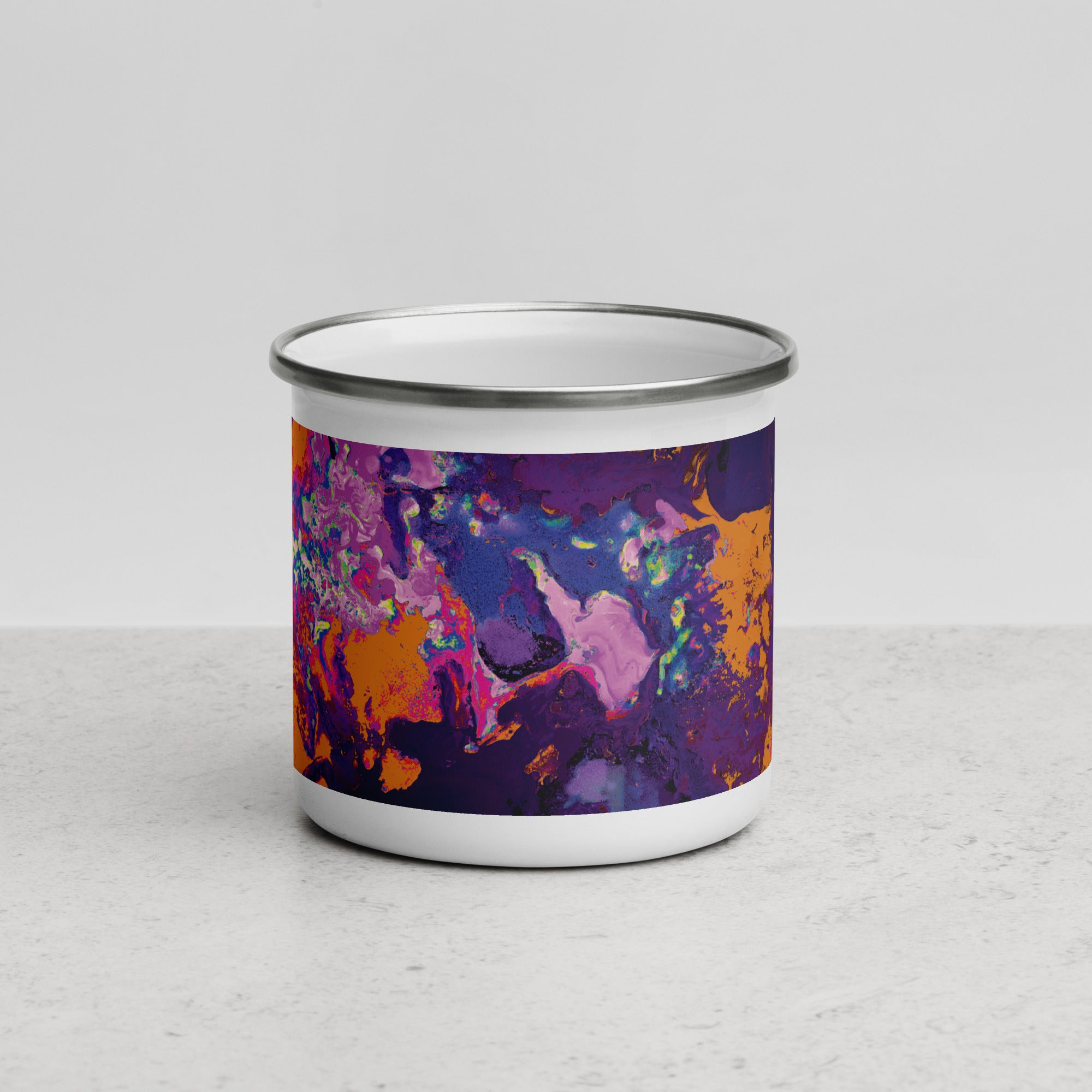 Magenta Orange Abstract Art Enamel Camper Mug