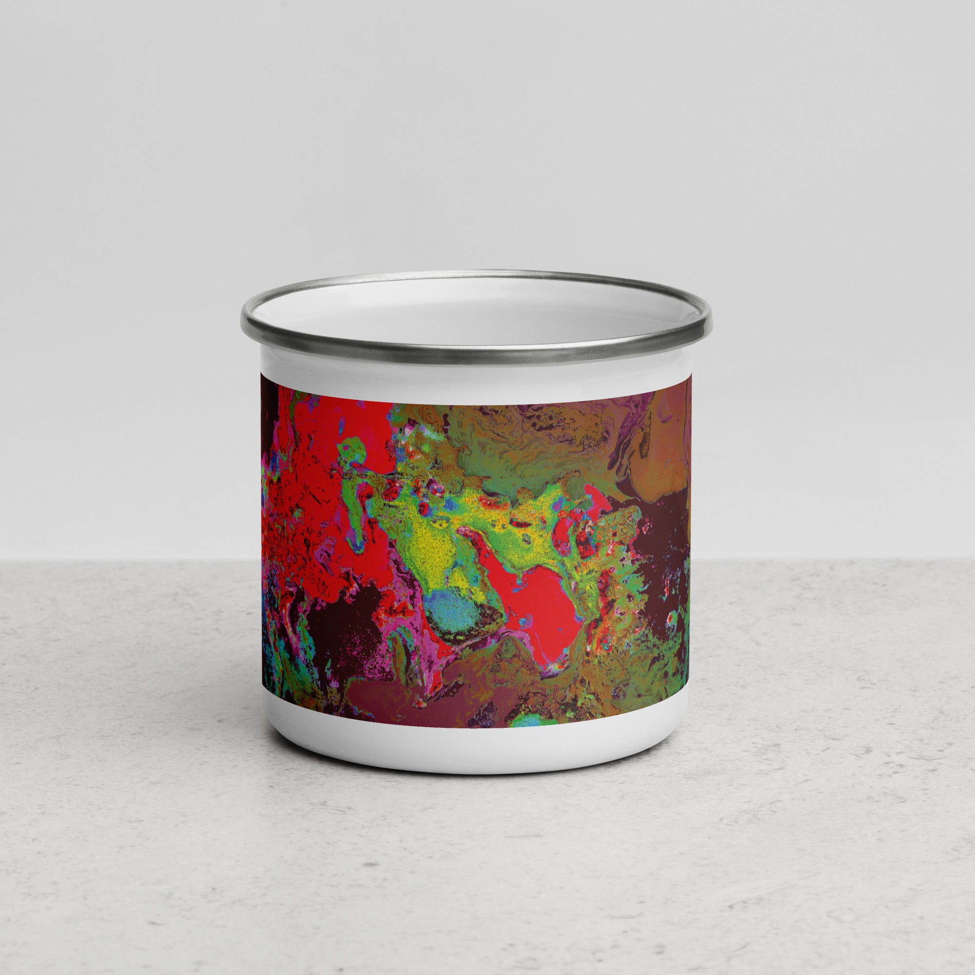 Maroon Abstract Art Enamel Camper Mug