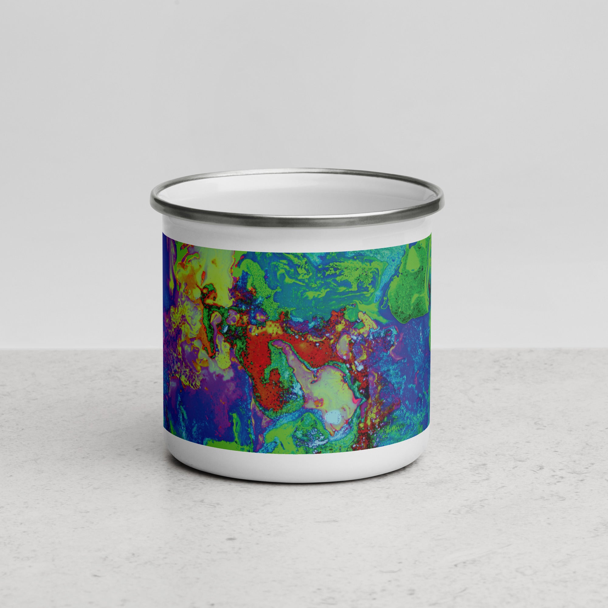 Neon Abstract Art Enamel Camper Mug