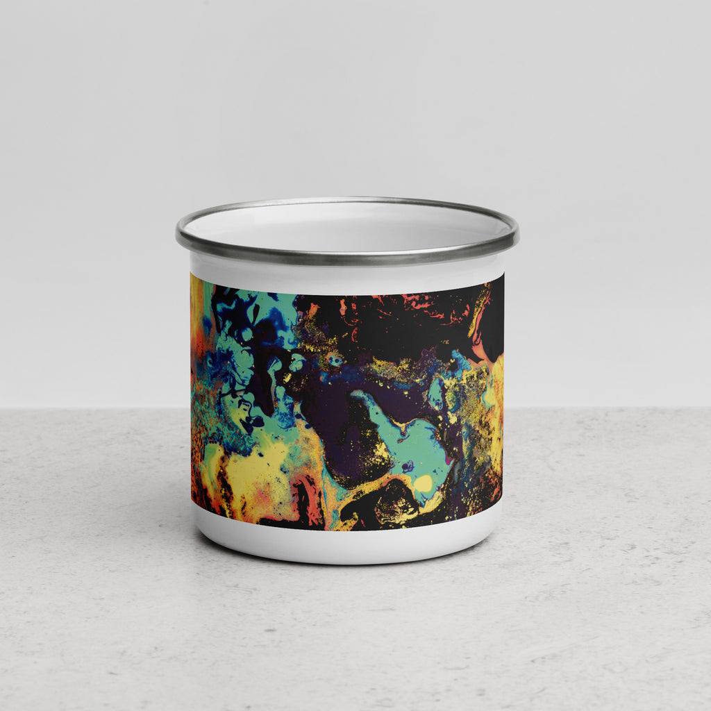 Yellow Abstract Art Enamel Camper Mug
