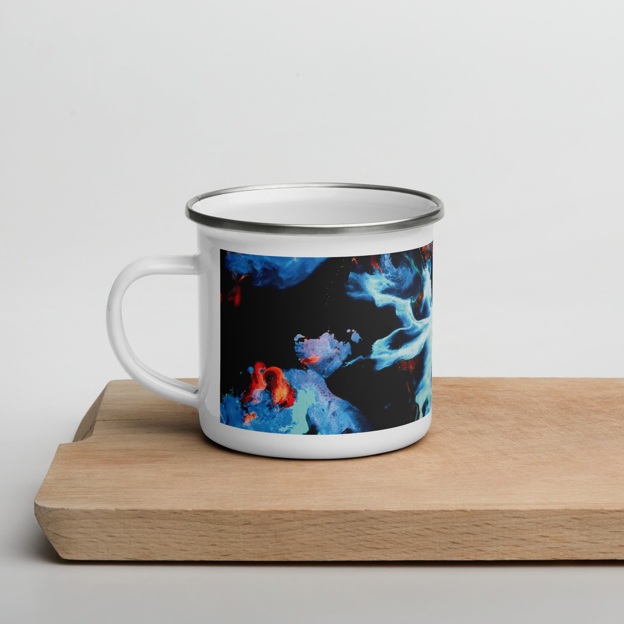 Aqua Abstract Art Enamel Camper Mug